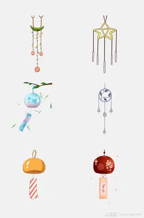 清新古风手绘风铃免抠设计元素素材