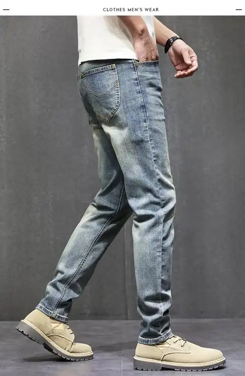 egmo2022夏季新款怀旧蓝牛仔裤男士弹力宽松直筒潮牌新塘镇春夏长裤子