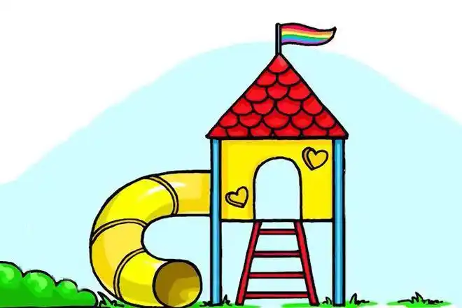 怎么一步一步教孩子画滑滑梯简笔画步骤图解