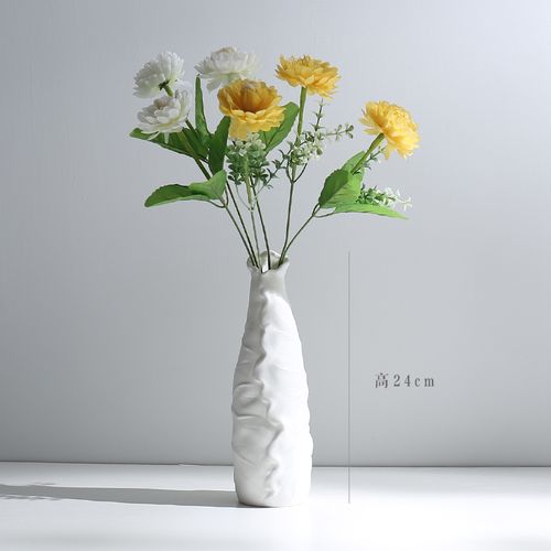 干花花瓶白色素烧陶瓷水培花插家居摆件卧室客厅餐桌装饰品小花器