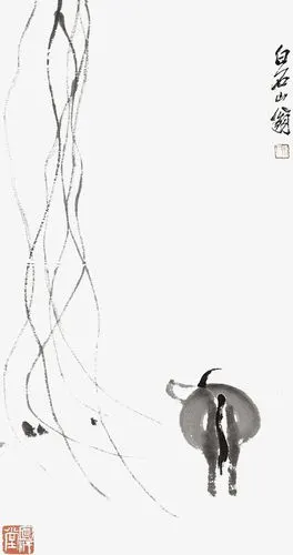 牛设计装饰水墨画