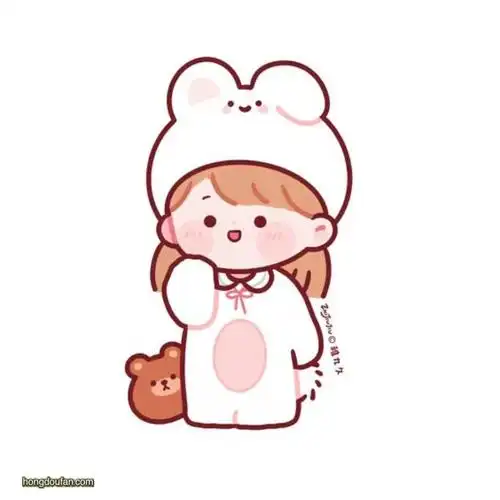 身穿毛茸茸小熊睡衣的卡通小女生简笔画大全