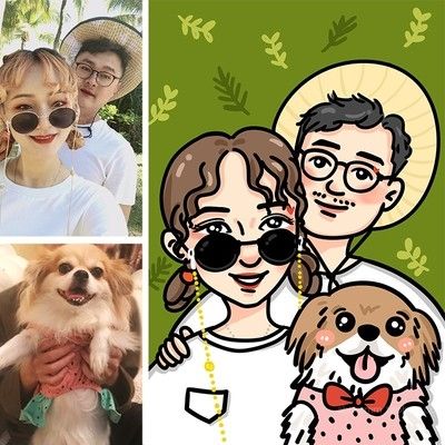 我要变成装饰画定制装饰画 情侣礼物人像卡通形象照片转手绘插画