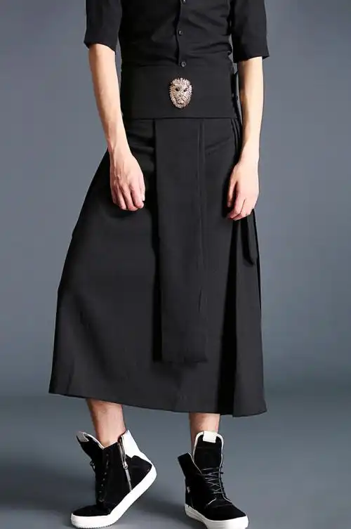 2018潮牌男裙裤男裤发型师男女工作服围裙豹头男裙小鹰演出裤裙