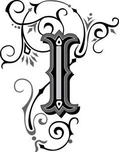 装饰精美的英文字母, 字母 i照片