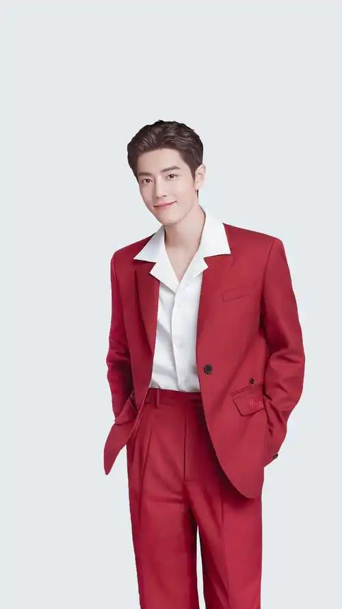 肖战红色西服图片:衣架子本人