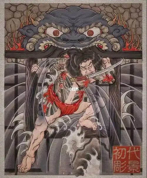 张顺破水门  #满背纹身  #纹身  #不动明王纹身