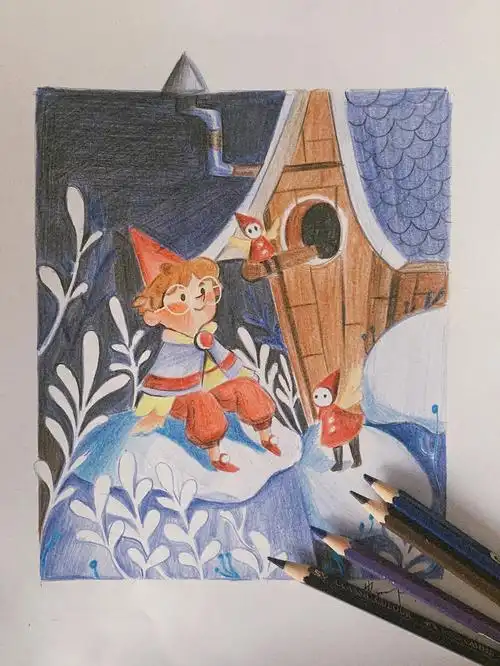 3h工具:辉柏嘉48色水溶性彩铅#彩铅手绘  #彩铅  #彩铅画  #插画