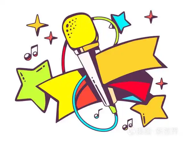 用白色丝带多彩麦克风