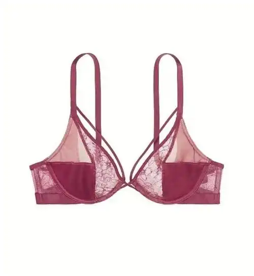 维多利亚的秘密性感虎纹镂空细带聚拢文胸