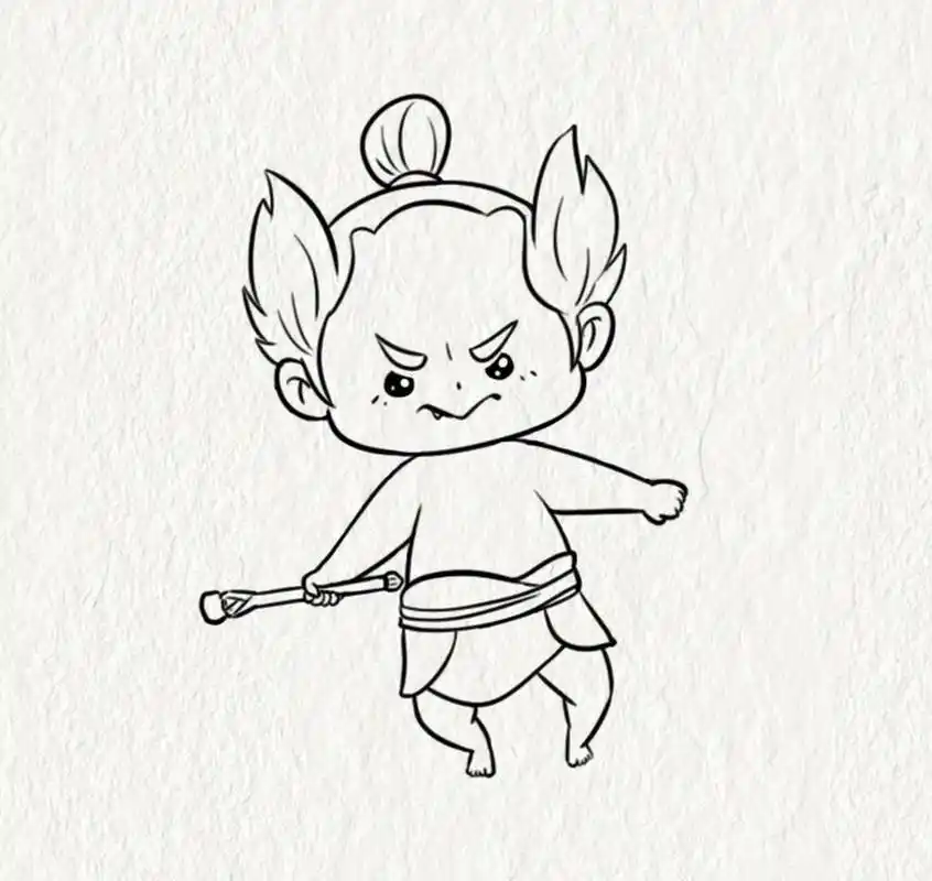 今天来画简笔画《封神》第一部雷震子