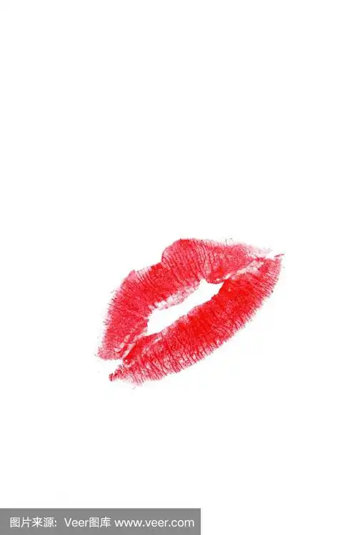 白色背景上的口红痕迹