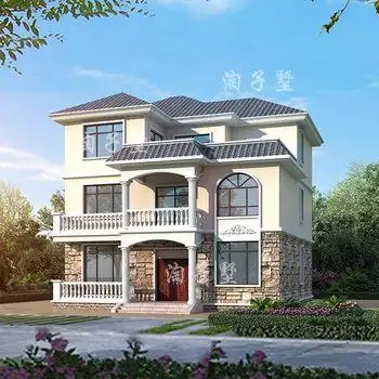 农村别墅设计图纸 三层半别墅豪华简约自建房现代房屋效果图az622