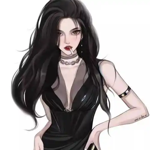 甜酷系手绘女生头像_微信_壁纸_后腿