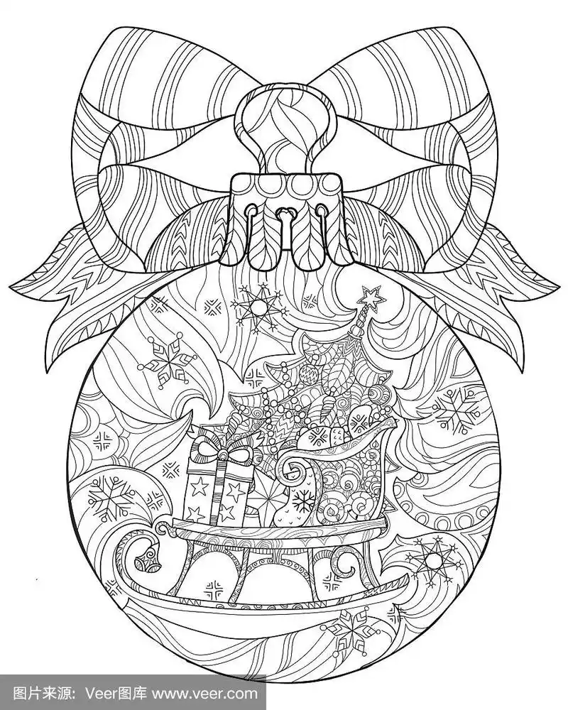 手绘圣诞玻璃球涂鸦素描