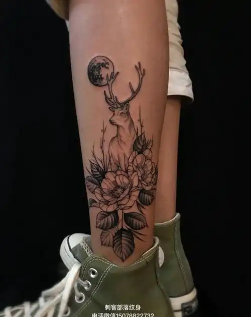 小腿鹿纹身纹身图片