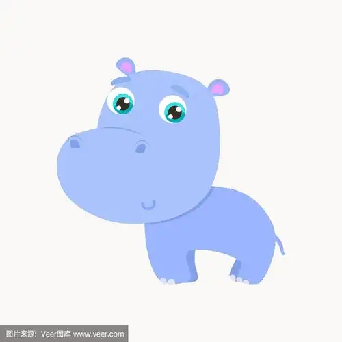 可爱的河马矢量插图.