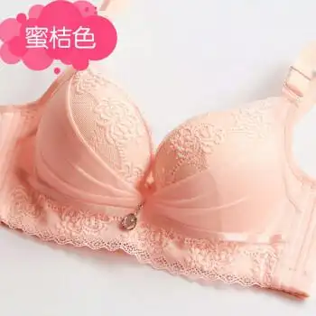 加厚款平胸内衣女海绵小胸显大abc聚拢胸罩34a80a36a85a38aw蜜橘8538a