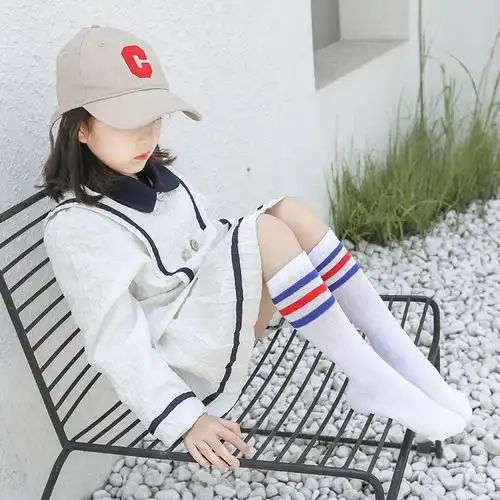 小学生足球袜舞蹈袜中长筒袜三条杠儿童白色袜礼服校服袜表演袜