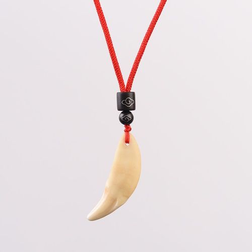 真黑狗牙狼牙形吊坠男朱砂项链女士狗牙齿身挂件
