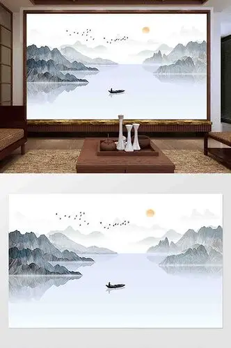 画背景墙>共5712>个结果>中式手绘中国风水墨丹青竹林山水画背景墙
