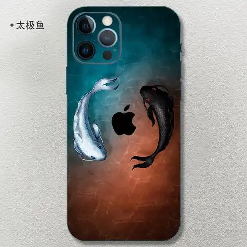 九科星后膜12彩膜后壳贴纸苹果13手机贴膜全包11防刮背膜黑底猫狗3片