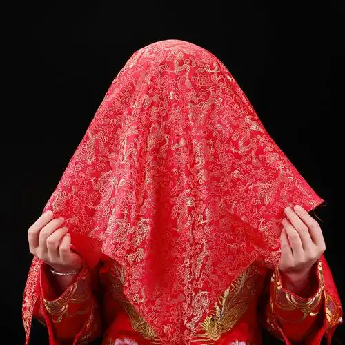 结婚新娘红盖头中式婚礼头纱秀禾服复古喜帕头巾婚庆百货用品大全
