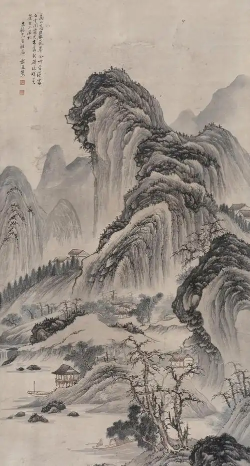 王维山居秋暝诗意图