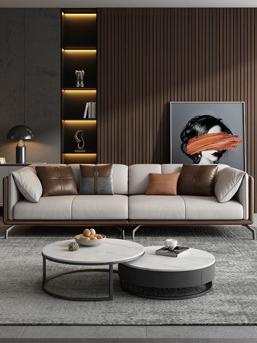 官网顾家家居官方轻奢真皮沙发头层牛皮现代简约意式极简客厅小户