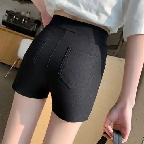 黑色打底短裤子女春装外穿高腰紧身弹力防走光安全裤下衣失踪短裤黑色