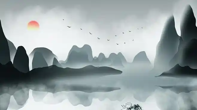 水墨山水 手绘 定制 定制背景墙 独家定.