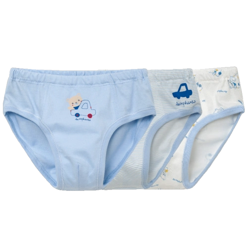 儿童内裤男宝针织内裤男孩柔软时尚卡通可爱三角儿童内裤三条装 蓝色