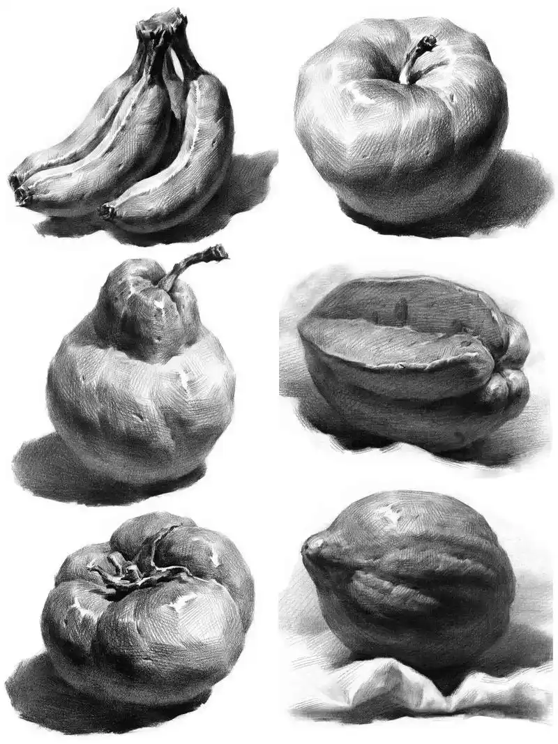 水果单个物体塑造.水果类素描单体94今天给大家分享的是一组 - 抖音