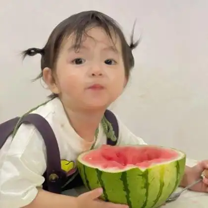 可爱萌萌哒吃货小女孩头像图片,吃西瓜的小女孩萌翻了_女生头像_头像