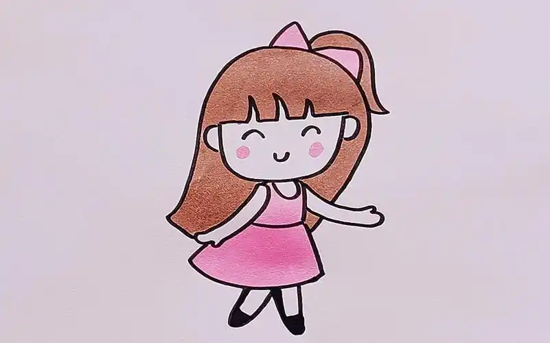 很简单的,小女孩简笔画