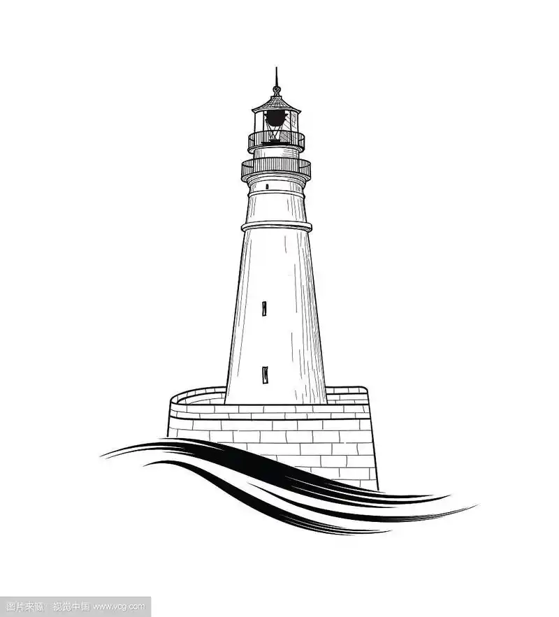 灯塔标志手绘草图符号