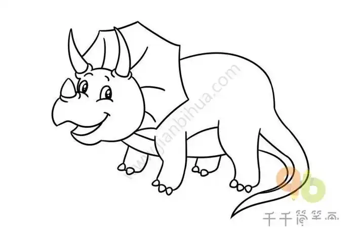 画法怎么画简笔画教程三角龙儿童亲子简笔画三角龙儿童亲子简笔画三角