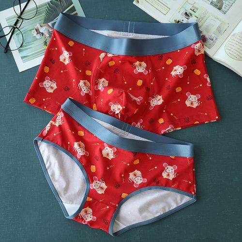 画内松岛屋的优惠券大全—原创金福鼠情侣内裤本命年红色男女内裤结婚