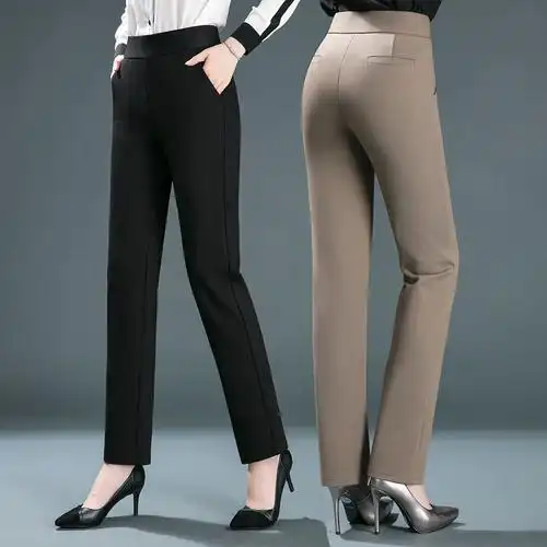春秋春季妇女修身长裤宽松新款裤子女士筒裤休闲裤