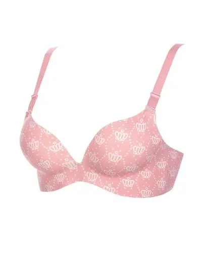 无钢圈印花舒适聚拢一片式无痕文胸