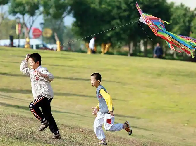 童趣初冬放风筝中国龙直冲云霄