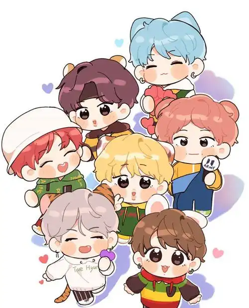 bts团体照卡通壁纸