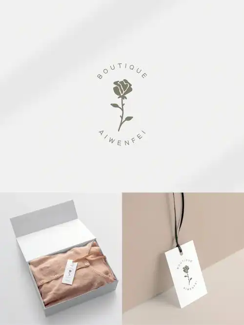 融入字母的花型logo吊牌绣花