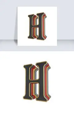英文字母艺术字艺术字|金色c4d英文字母h立体艺术字