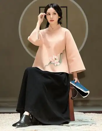 秋季新款民国风中式女装唐装女套装两件套复古文艺中式盘扣上衣中国风