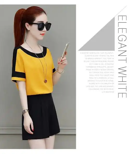 珈沐儿2020夏季韩版时尚短袖气质套装女上衣短裤宽松两女装 白色 l