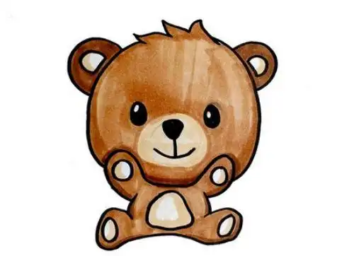 彩色卡通小熊简笔画怎么画可爱又简单小熊简笔画教学