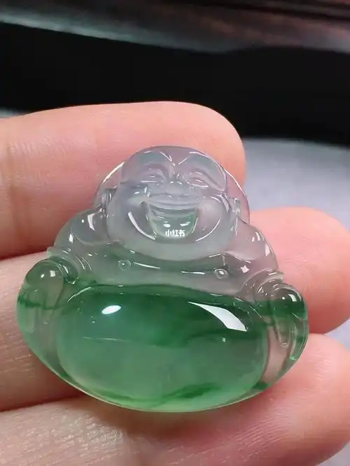 肚里藏金一刀切翡翠佛公吊坠胖嘟嘟