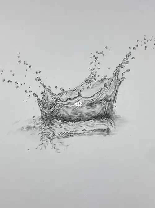 素描水滴水花四溅
