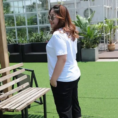 全棉大码女装短袖t恤女加肥加大200斤宽松遮肚子胖mm纯白打底衫夏